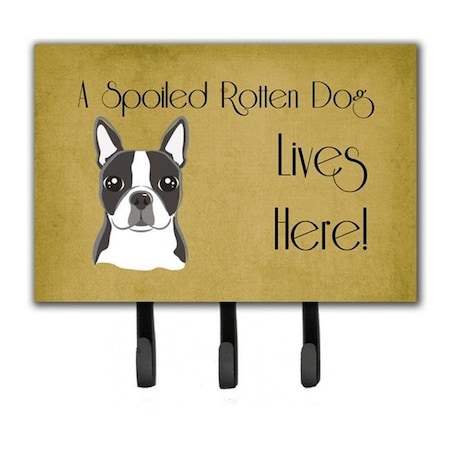 Carolines Treasures Carolines Treasures BB1451TH68 Boston Terrier Spoiled Dog Lives Here Leash & Key Holder BB1451TH68